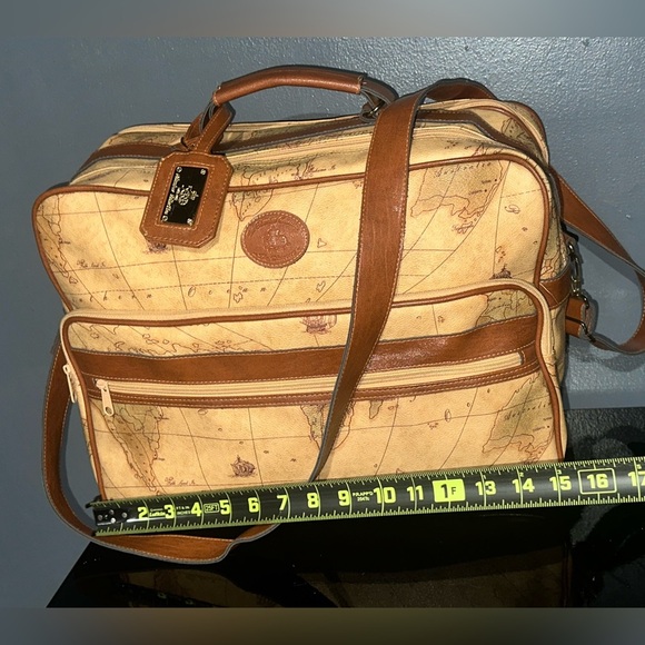 Vintage Map Print Travel Bag with Brown Accents - Picture 3 of 16